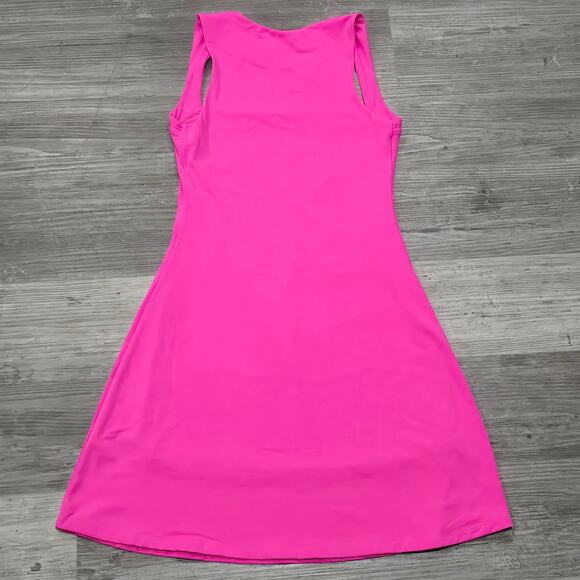 Qinsen Azalea Pink Sleeveless Square Neck Mini Stretchy A Line Dress BNWT - Picture 4 of 10